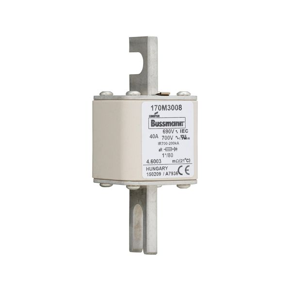 Fuse-link, high speed, 40 A, AC 690 V, compact DIN 1, 45 x 45 x 104 mm, aR, DIN, IEC, single indicator image 14