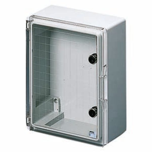 WATERTIGHT BOARD WITH TRANSPARENT DOOR FITTED WITH LOCK - GWPLAST 120 - 316X396X160 - IP55 - GREY RAL 7035 image 2