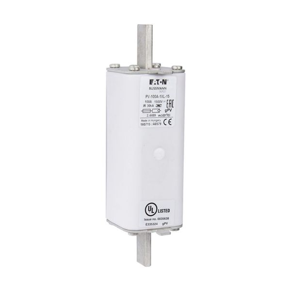 Fuse-link, high speed, 100 A, DC 1500 V, 1XL, 51 x 189 mm, gPV, IEC, UL, with indicator image 14