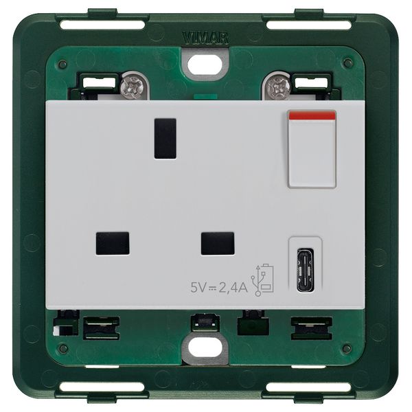 2P+E13ABS socket+red switch+C-USB Silver image 1