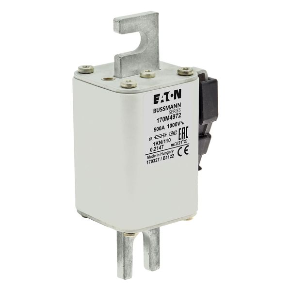 Fuse-link, high speed, 500 A, AC 1000 V, DIN 1, 51 x 69 x 138 mm, aR, DIN, IEC, type K indicator image 12