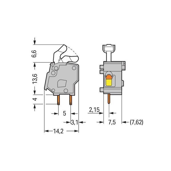 Stackable PCB terminal block push-button 2.5 mm² light gray image 2