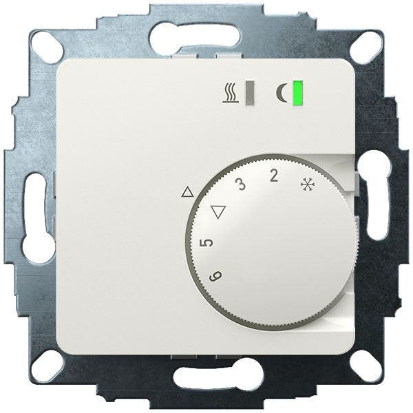 UP room controller, RAL9010 glossy 50x50, 5-30C, AC 24V, triac output, switchable 5 actuators each 3W, change-over input, TA 3.5K, LED displays image 2