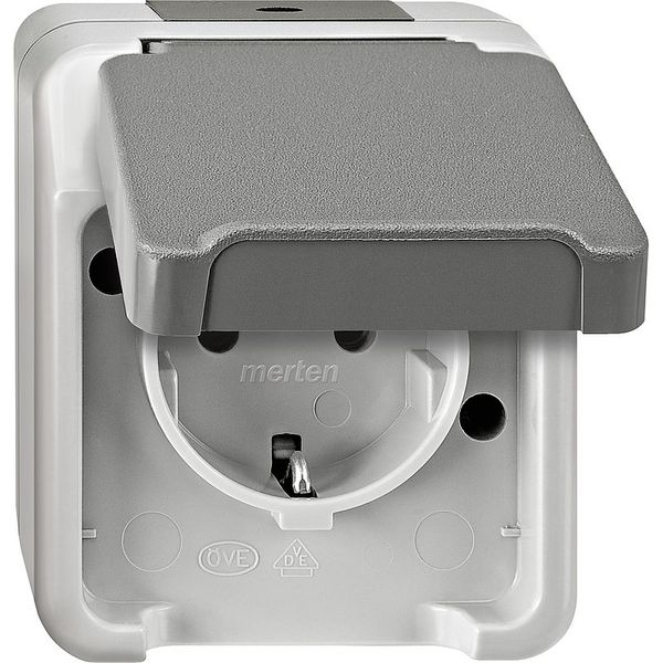 SCHUKO socket with increased contact protection, light gray, AQUASTAR image 1