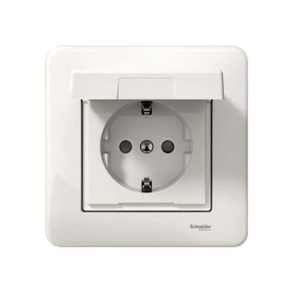 Exxact single socket-outlet with lid IP44 earthed screw white image 2