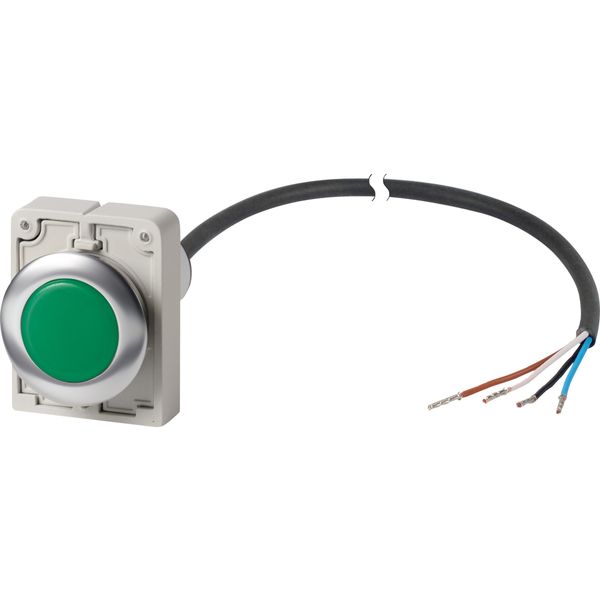 Indicator light, Flat, Cable (black) with non-terminated end, 4 pole, 3.5 m, Lens green, LED green, 24 V AC/DC image 3