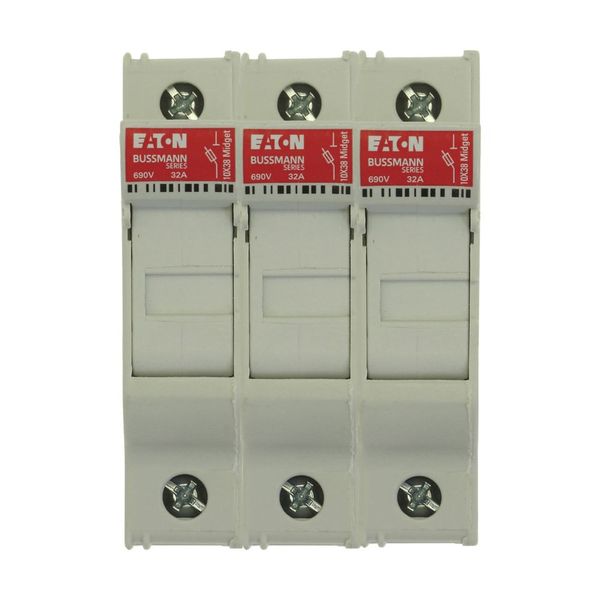 Eaton Bussmann series CHM modular fuse holder, 600 Vac, 1000 Vdc, 30A, Modular fuse holder, Three-pole, 200kA - CHM3DCU image 1