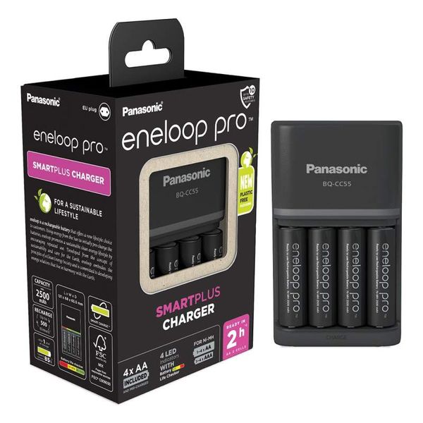 Eneloop Pro SmartPlus Charger BQ-CC55 incl. 4xAA 2500mAh (K-KJ55HCD40E image 1