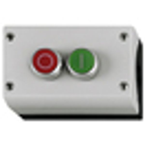 Compl. enclosure, 2 push-butt., 0/I,  red/green, 2 x 1NO+1NC image 2