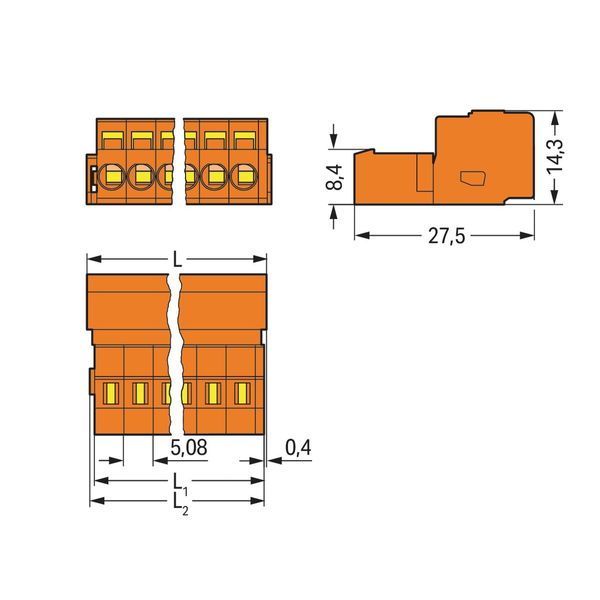 1-conductor male connector CAGE CLAMP® 2.5 mm² orange image 3