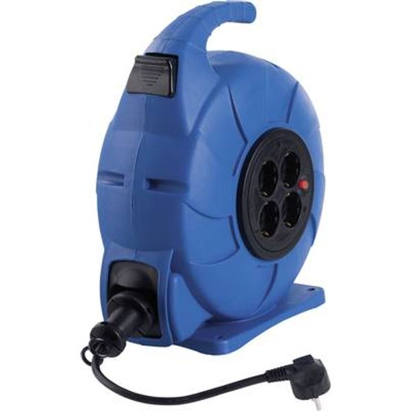 automatic cable reel blue  'ROTOMATIC' with 20 H05VV-F 3G1,5 with 4 sockets IP20  german version image 1