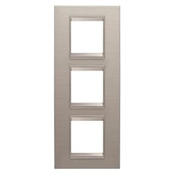 LUX INTERNATIONAL PLATE - IN METAL - 2+2+2 MODULES VERTICAL - BRUSHED ALUMINIUM - INNER FRAME MATT LIGHT BRONZE - CHORUSMART image 1