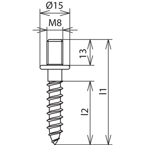 Wood screw with threaded head M8x13mm St/gal Zn L 73mm image 2