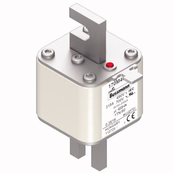 Fuse-link, high speed, 315 A, AC 690 V, DIN 1, 53 x 66 x 108 mm, aR, DIN, IEC, single indicator image 3