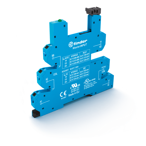 Push-IN socket 6+12+24VUC for 35mm.rail, 34.51/81 Master/input (93.67.7.024) image 2