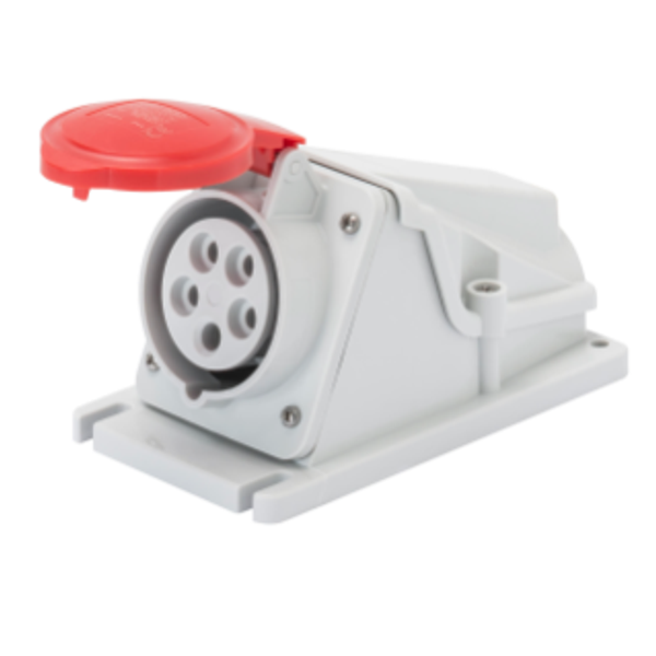 90° ANGLED SURFACE-MOUNTING SOCKET-OUTLET - IP44 - 3P+N+E 32A 380-415V 50/60HZ - RED - 6H - SCREW WIRING image 1