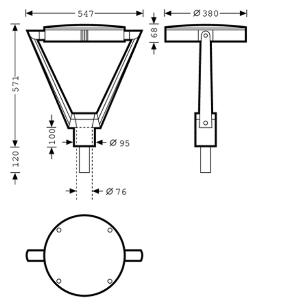 Post-top luminaires Publisca P2 CLO (normal) Lens Anthracite around ETDD 33W 3200lm 70 asymmetric wide (AB2L) IP23 IK08 5 SDCM image 1