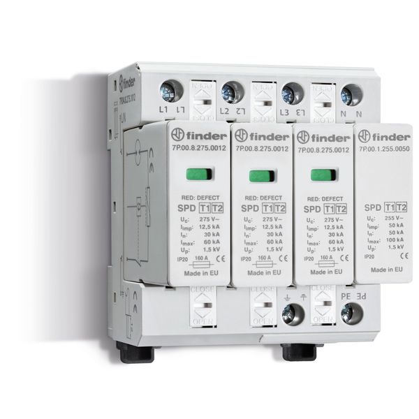 SPD type 1+2, 3 phase/3 varistors+1 spark-gap/275V Max./remote signal. (7P.04.8.275.1012) image 3