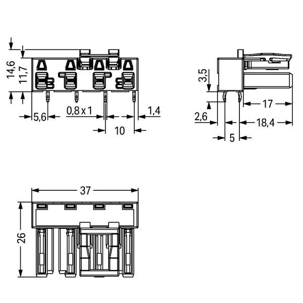 Socket for PCBs angled 4-pole white image 5