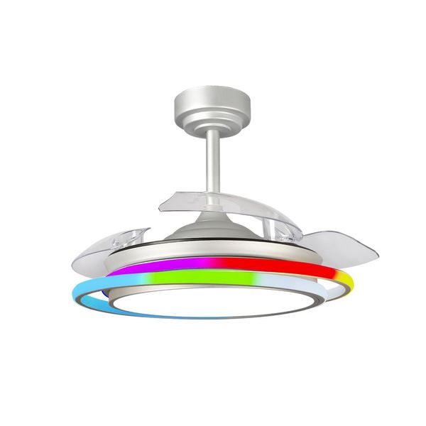 Antila Mini LED Ceiling Fan 45W 4500Lm CCT Dim RGB Grey image 1