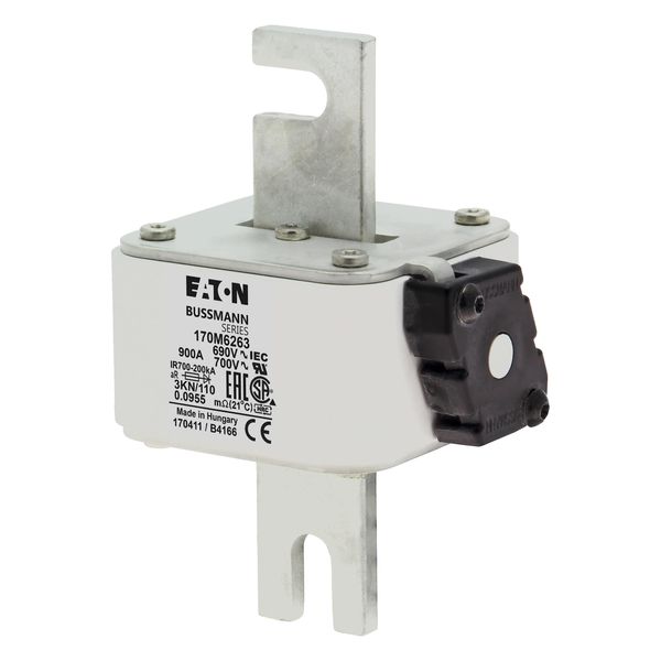 Fuse-link, high speed, 900 A, AC 690 V, DIN 3, aR, DIN, IEC, single indicator image 6