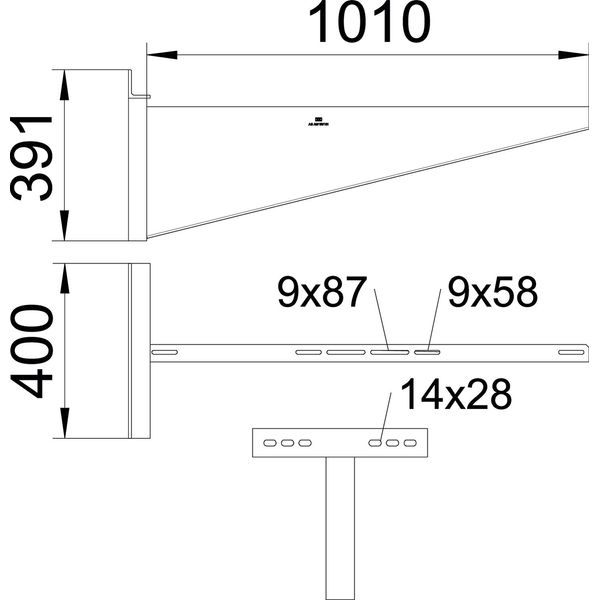 AWSS 101 FT Wall bracket heavyweight type B1010mm image 2