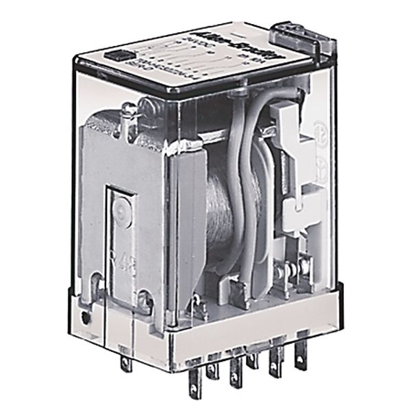 Miniature Ice Cube Relay, 14-Blade, 4PDT, 7A, 24VDC, Push to Test image 1