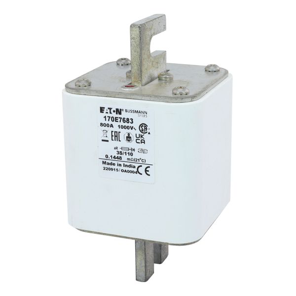 Fuse-link, high speed, 800 A, AC 1000 V, DIN 3, aR, DIN, visual indicator image 10