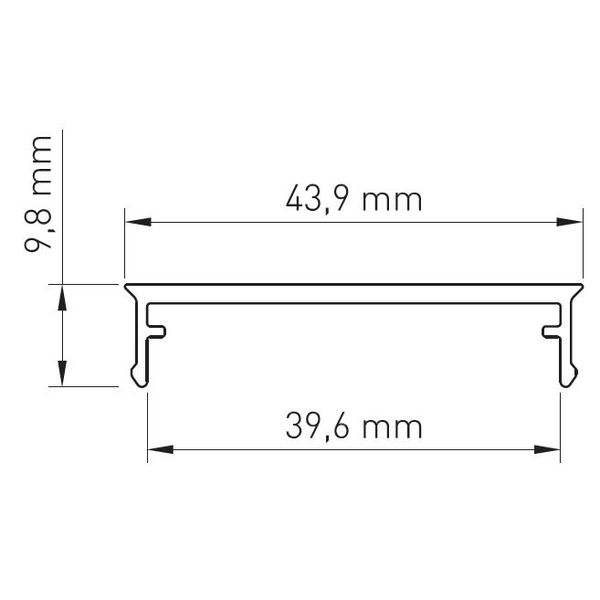 PMMA cover MF flat opal L-2000mm W-43,9mm H-9,8mm image 3