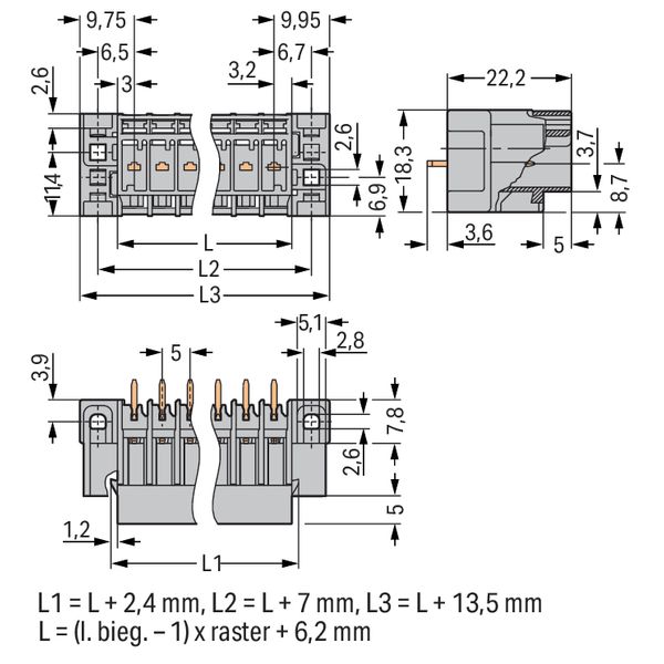 THT male header 1.0 x 1.0 mm solder pin straight gray image 4