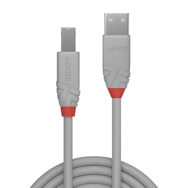 2m USB 2.0 Type A to B Cable, Anthra Line, Grey USB Type A Male to B Male image 2