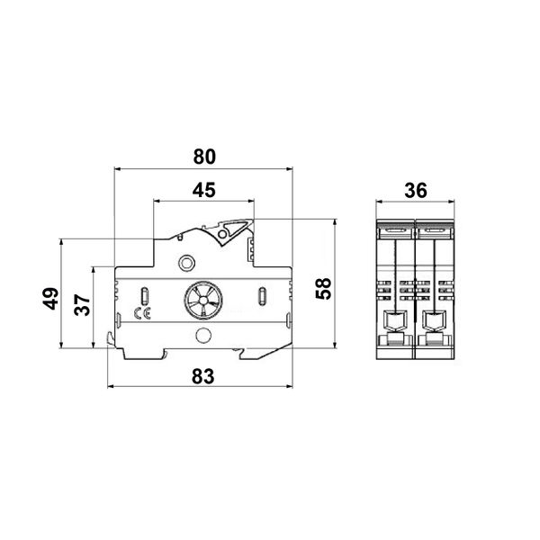 Holder for cylindrical fuse links 32A, 2-polig, 690V image 3