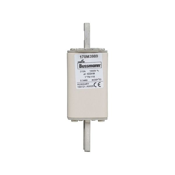 Fuse-link, high speed, 315 A, AC 1000 V, compact DIN 1, 43 x 61 x 138 mm, aR, DIN, IEC, type T indicator image 5