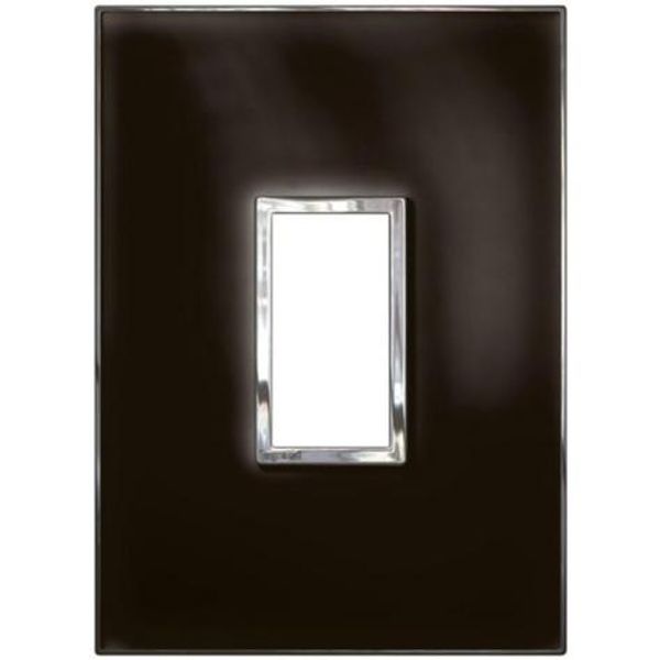 Plate Arteor - square - 1 vertical module - 2'' x 4'' - mirror black image 1