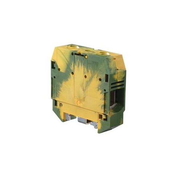 MODULAR TERMINAL BLOCKS, GROUND, SCREW CLAMP TERMINAL BLOCK, GREEN & YELLOW, PRODUCT SPACING 1.024 IN [26 MM], 2 POSITION, DIN RAIL image 1