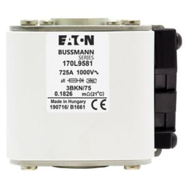 Fuse-link, high speed, 725 A, AC 1000 V, Size 3, 76 x 92 x 75 mm, aR, IEC, single indicator image 4