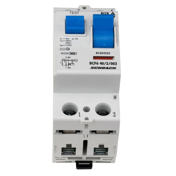 Residual current circuit breaker 40A, 2-p, 30mA,type AC, 6kA image 1