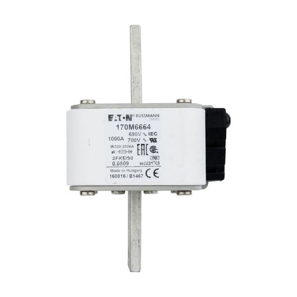 Fuse-link, high speed, 1000 A, AC 690 V, size 3, 76 x 92 x 135 mm, aR, IEC, UL, single indicator image 6