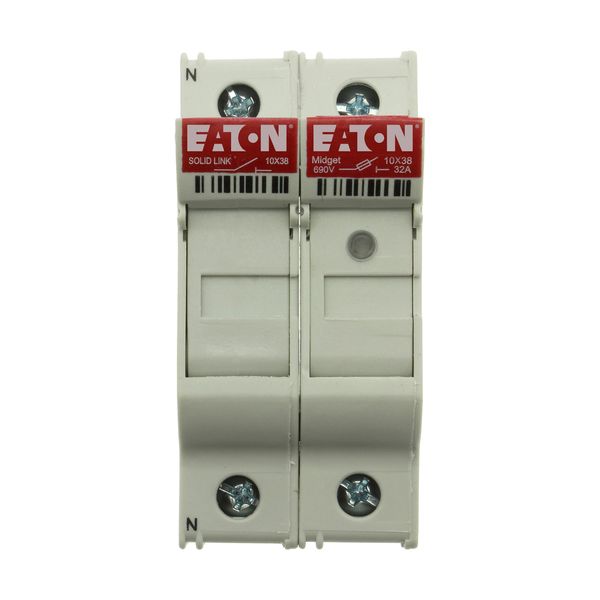 Fuse-holder, LV, 32 A, AC 690 V, 10 x 38 mm, 1P+N, UL, IEC, indicating, DIN rail mount image 44