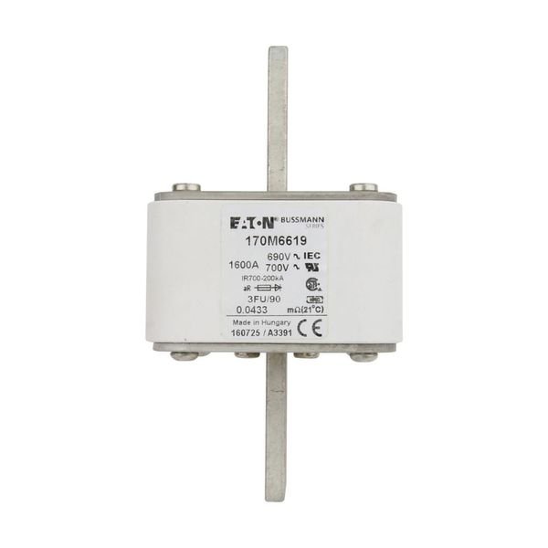 Fuse-link, high speed, 1600 A, AC 690 V, size 3, 76 x 92 x 135 mm, aR, IEC, UL image 1