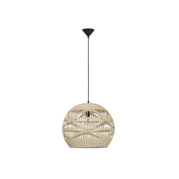 Natural Rattan  Black Fabric Wire & Base   LED E27 1x12 Watt 230 Volt   IP20 Bulb Excluded  D: 48.5 H1: 41.5 H2: 205 cm Adjustable height image 1