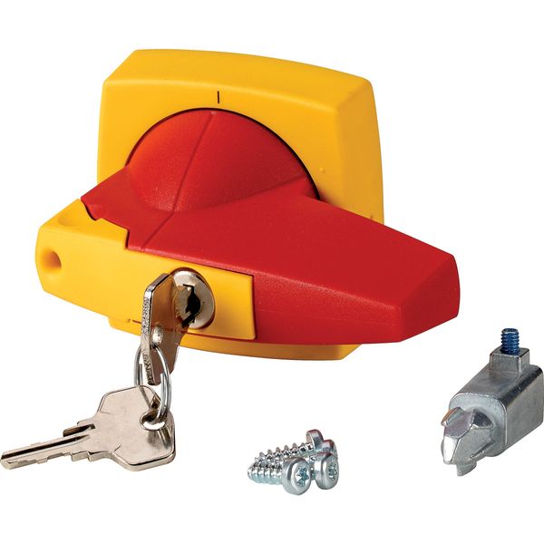 Rotary handle, 8mm, door installation, red/yellow, cylinder lock image 4