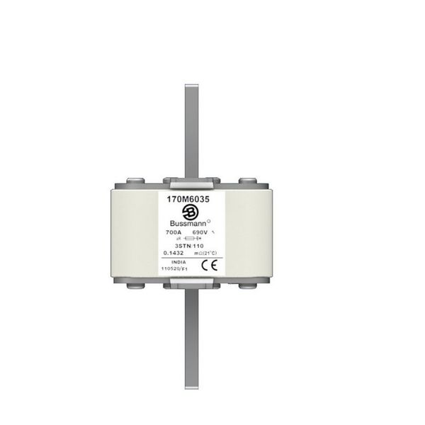 Fuse-link, high speed, 600 A, AC 4000 V, size 3, 76 x 76 x 302 mm, aR, IEC image 12