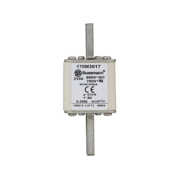 Fuse-link, high speed, 315 A, AC 690 V, compact DIN 1, 45 x 45 x 104 mm, aR, DIN, IEC, single indicator image 5