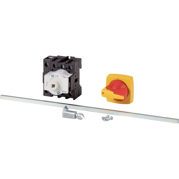 Main switch, P1, 32 A, rear mounting, 3 pole + N, Emergency switching off function, Lockable in the 0 (Off) position, With metal shaft for a control p image 4