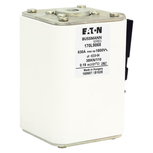 Fuse-link, high speed, 630 A, AC 1600 V, Size 3, 85 x 96 x 112 mm, aR, IEC, single indicator image 9