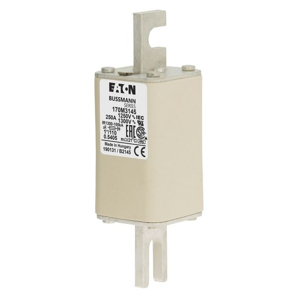 Fuse-link, high speed, 250 A, AC 1250 V, compact size 1, 45 x 45 x 138 mm, aR, DIN, IEC, single indicator image 4