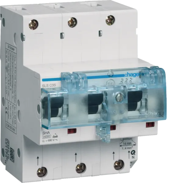 SLS switch 3-pole Cs characteristic 35A for DIN rail mounting image 1