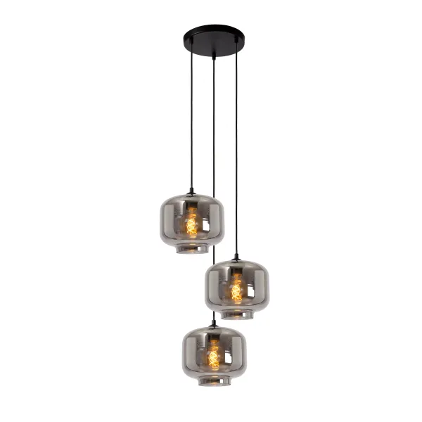 Lucide MEDINE - Pendant light - Ø 35 cm - 3xE27 - Smoke Grey image 1