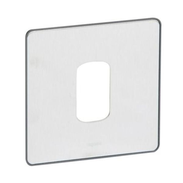 Front plate Synergy - 1 Grid mod - 1 gang - sleek design brushed stainless steel image 1